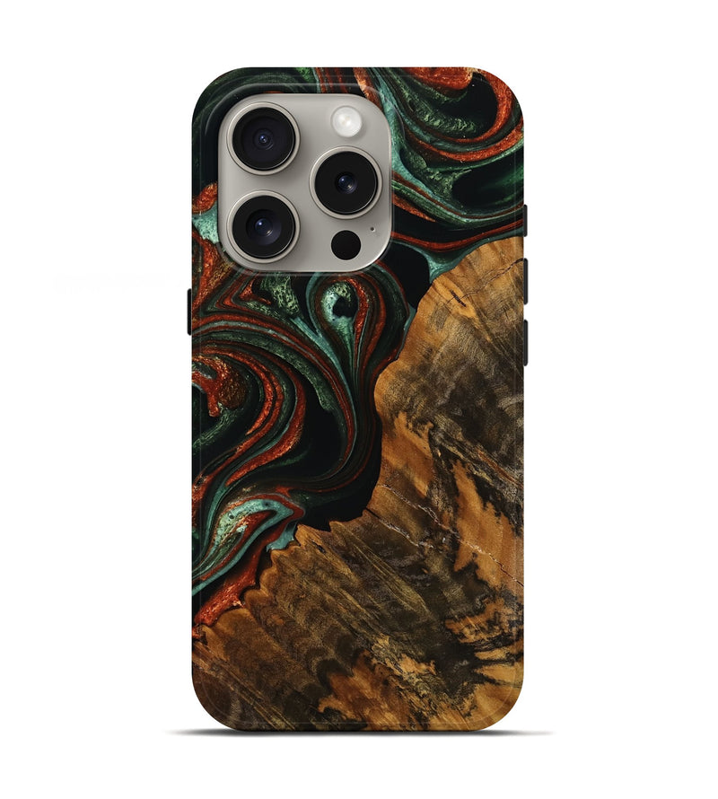 iPhone 16 Pro Wood Live Edge Phone Case - Smith (Green, 749932)