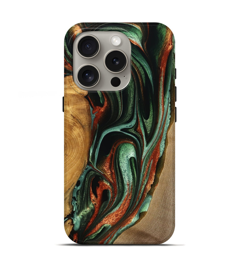 iPhone 16 Pro Wood Live Edge Phone Case - Troy (Green, 749942)