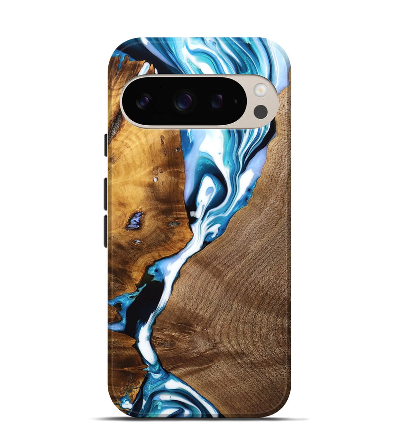 Pixel 9 Pro Wood Live Edge Phone Case - Uriel (Blue, 749944)