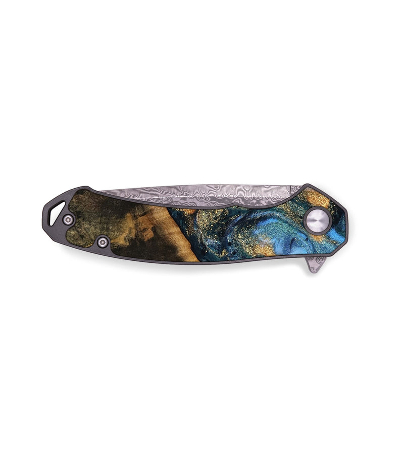 EDC Wood Pocket Knife - Verner (Teal & Gold, 749949)