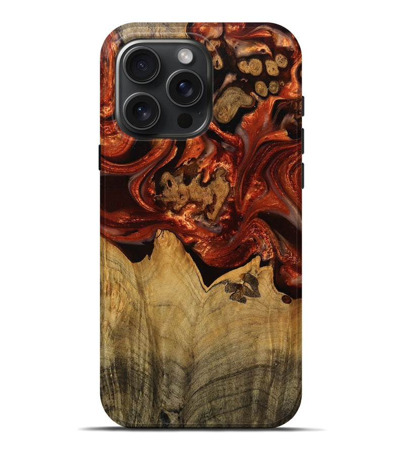 iPhone 16 Pro Max Wood Live Edge Phone Case - Holly (Red, 750319)