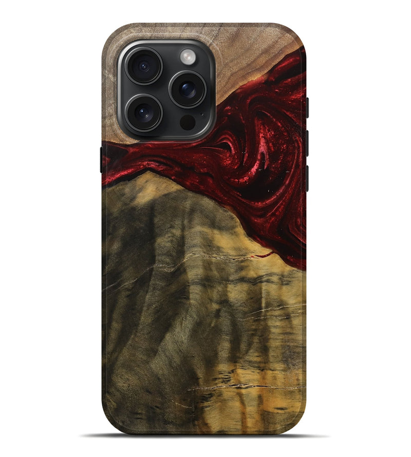 iPhone 16 Pro Max Wood Live Edge Phone Case - Eliza (Red, 750328)
