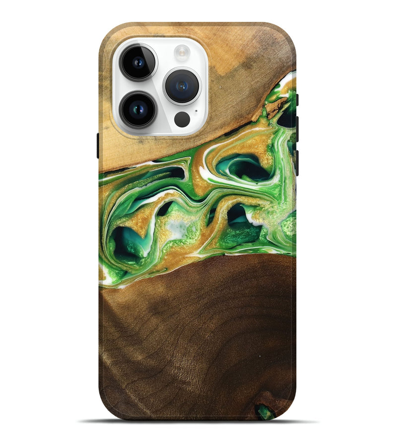 iPhone 15 Pro Max Wood Live Edge Phone Case - Layton (Green, 750332)