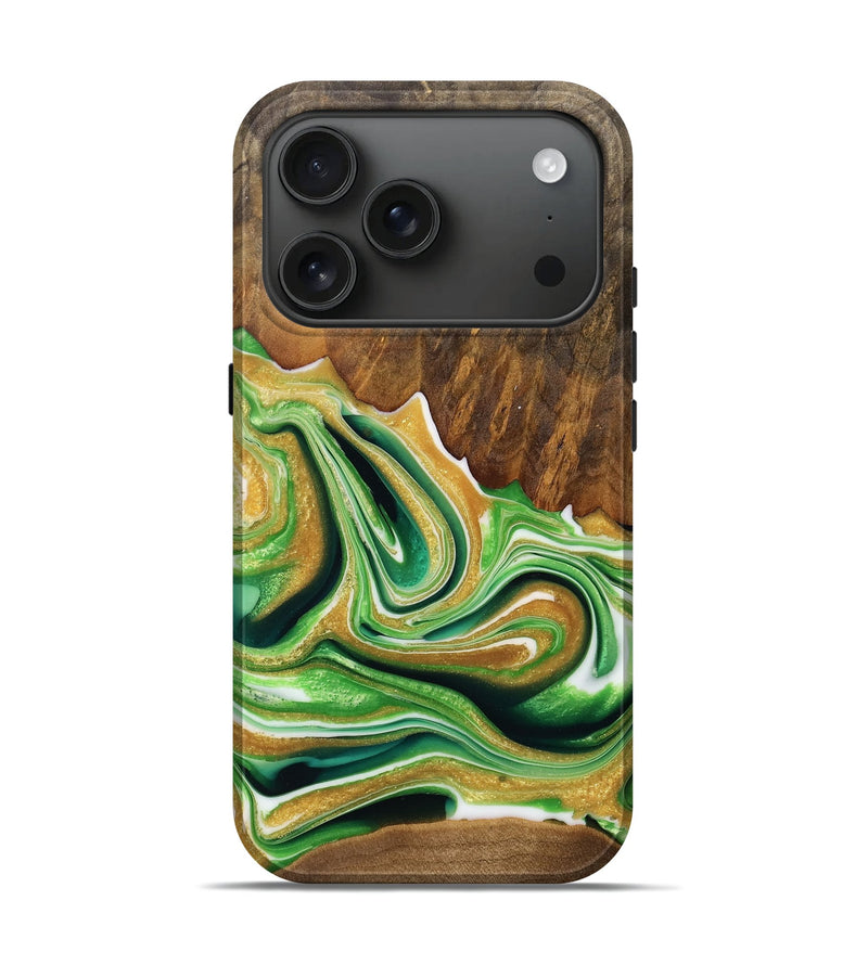 iPhone 17 Pro Wood Live Edge Phone Case - Bertram (Green, 750333)
