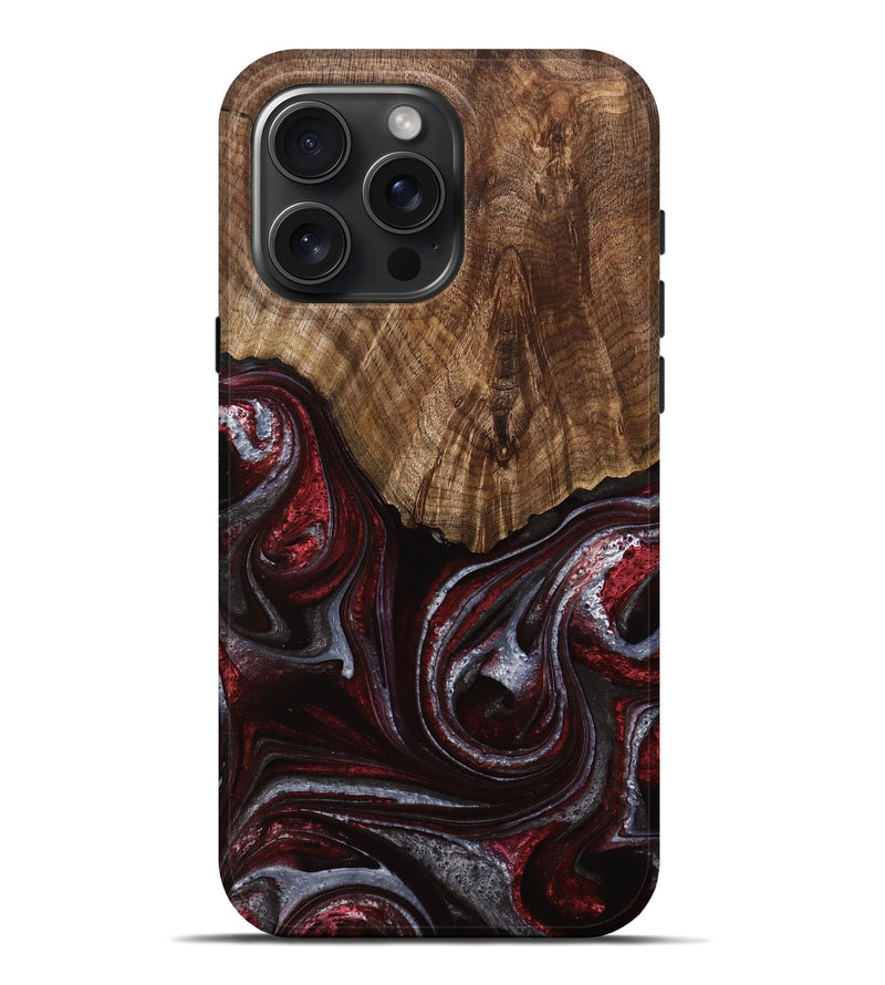 iPhone 16 Pro Max Wood Live Edge Phone Case - Maude (Red, 750338)