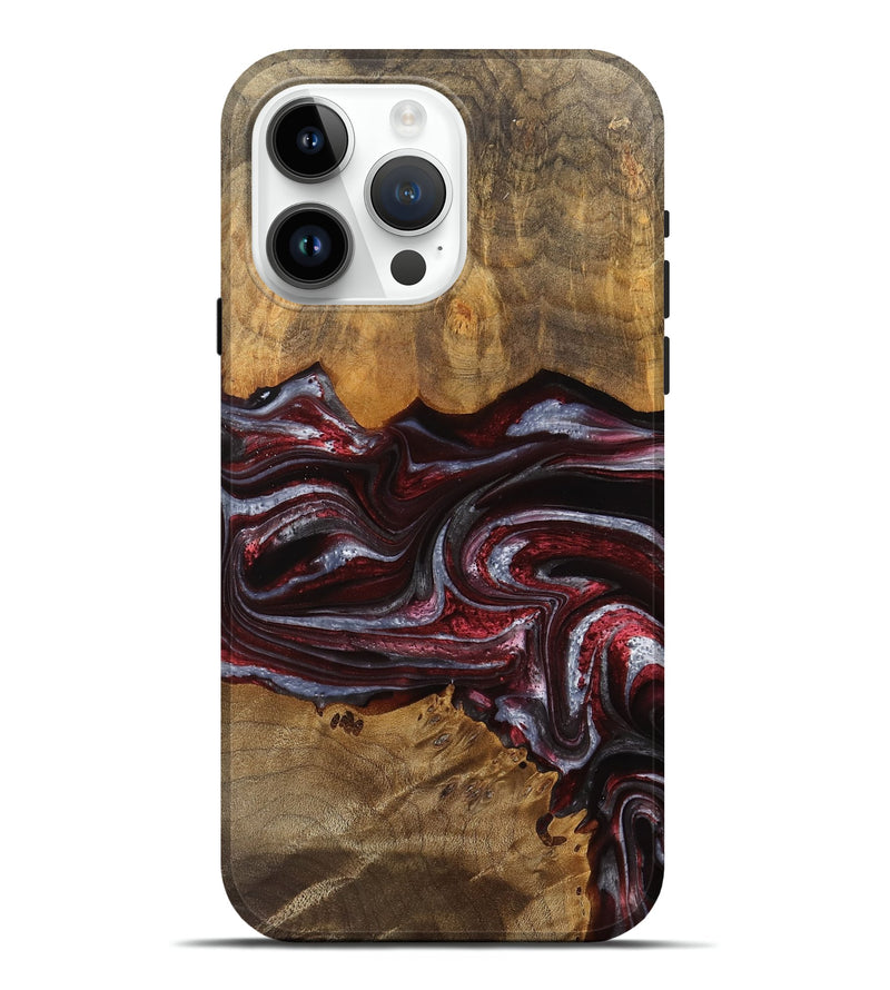 iPhone 15 Pro Max Wood Live Edge Phone Case - Theresa (Red, 750339)