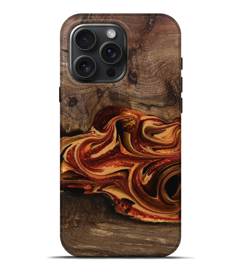 iPhone 16 Pro Max Wood Live Edge Phone Case - Aaliyah (Red, 750340)
