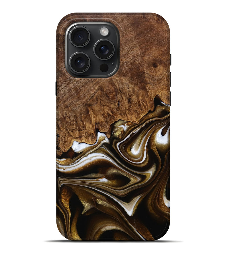 iPhone 16 Pro Max Wood Live Edge Phone Case - Hailie (Black & White, 750351)