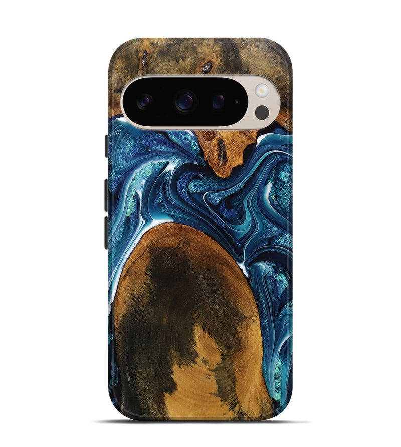 Pixel 9 Pro Wood Live Edge Phone Case - Cassie (Blue, 750353)