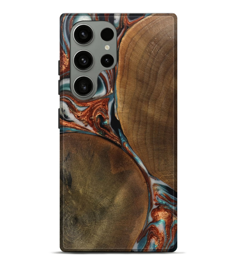 Galaxy S23 Ultra Wood Live Edge Phone Case - Rachael (Teal & Gold, 750364)
