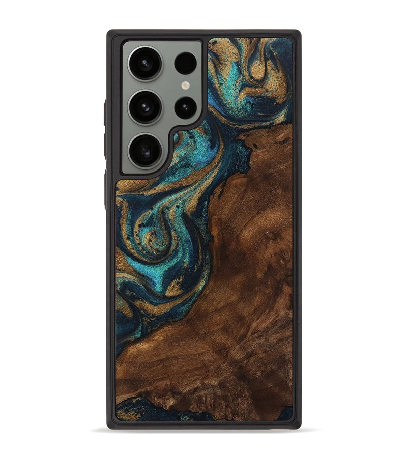 Galaxy S23 Ultra Wood Phone Case - Isaiah (Teal & Gold, 750519)