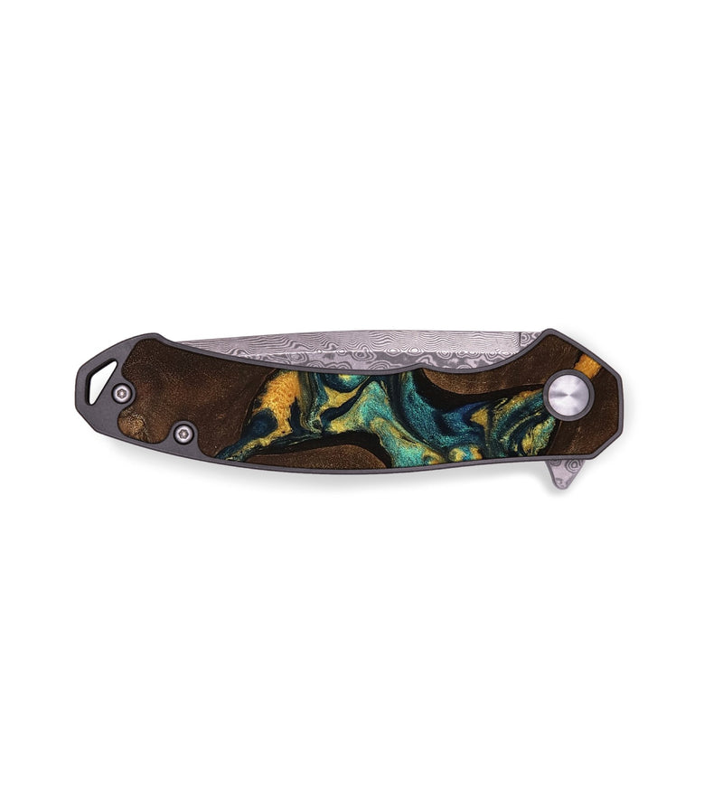 EDC Wood Pocket Knife - Errol (Teal & Gold, 750522)