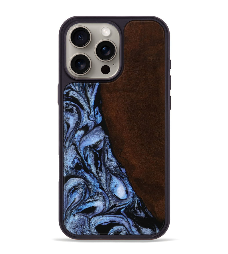 iPhone 16 Pro Max Wood Phone Case - Elijah (Blue, 750578)
