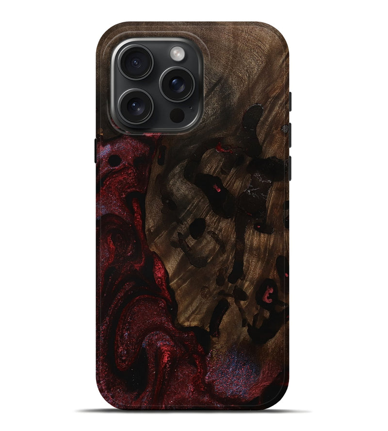 iPhone 16 Pro Max Wood Live Edge Phone Case - Odessa (Red, 750707)