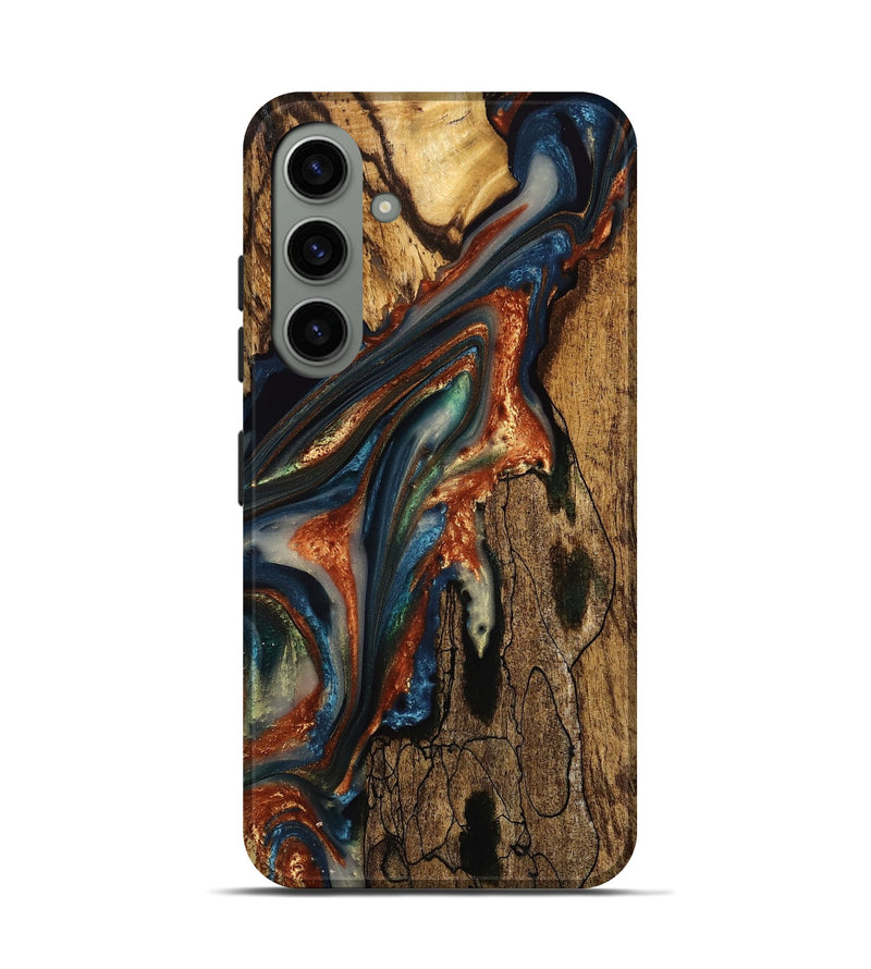 Galaxy S24 Wood Live Edge Phone Case - Myrta (Teal & Gold, 750708)
