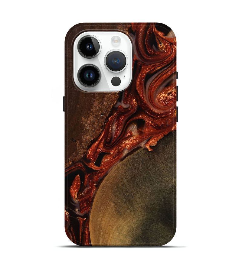 iPhone 15 Pro Wood Live Edge Phone Case - Dianna (Red, 750710)