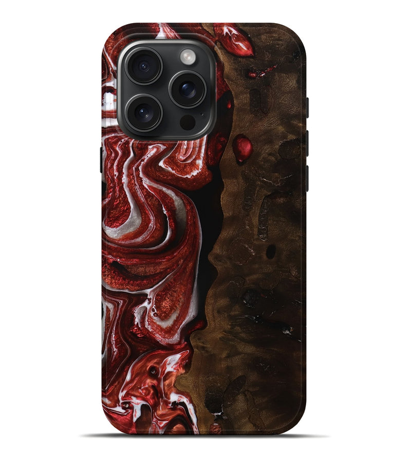 iPhone 16 Pro Max Wood Live Edge Phone Case - Mable (Red, 750713)