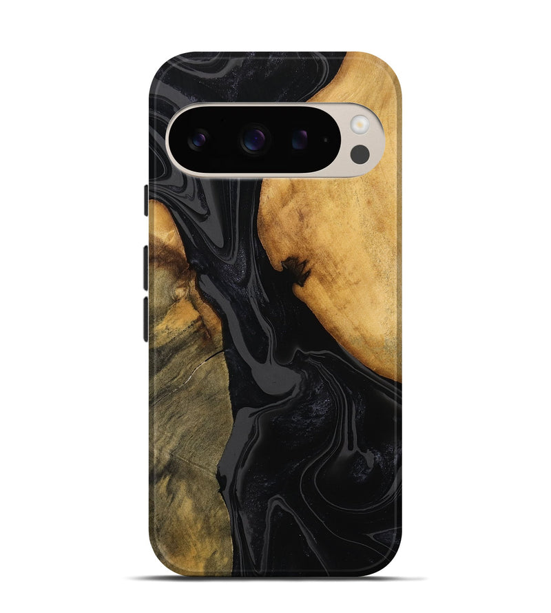Pixel 9 Wood Live Edge Phone Case - Emmie (Black & White, 750717)