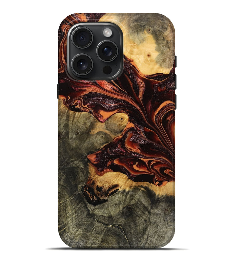 iPhone 16 Pro Max Wood Live Edge Phone Case - Earlene (Red, 750718)