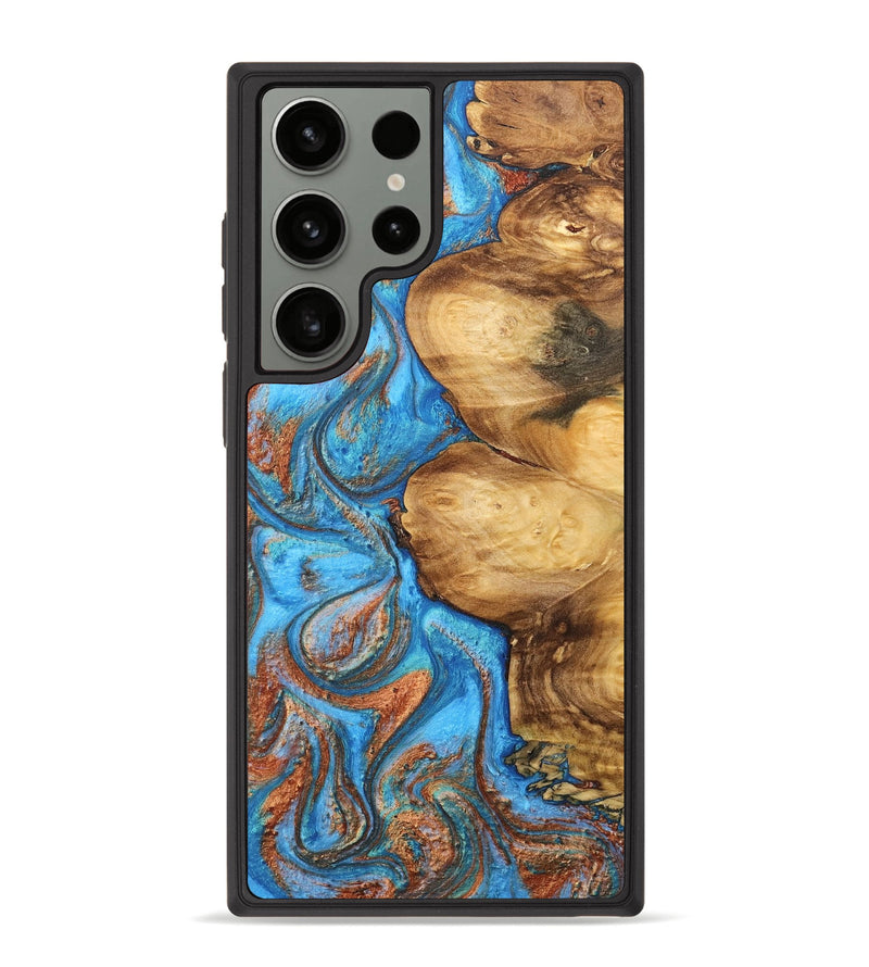 Galaxy S23 Ultra Wood Phone Case - Gaven (Teal & Gold, 750926)