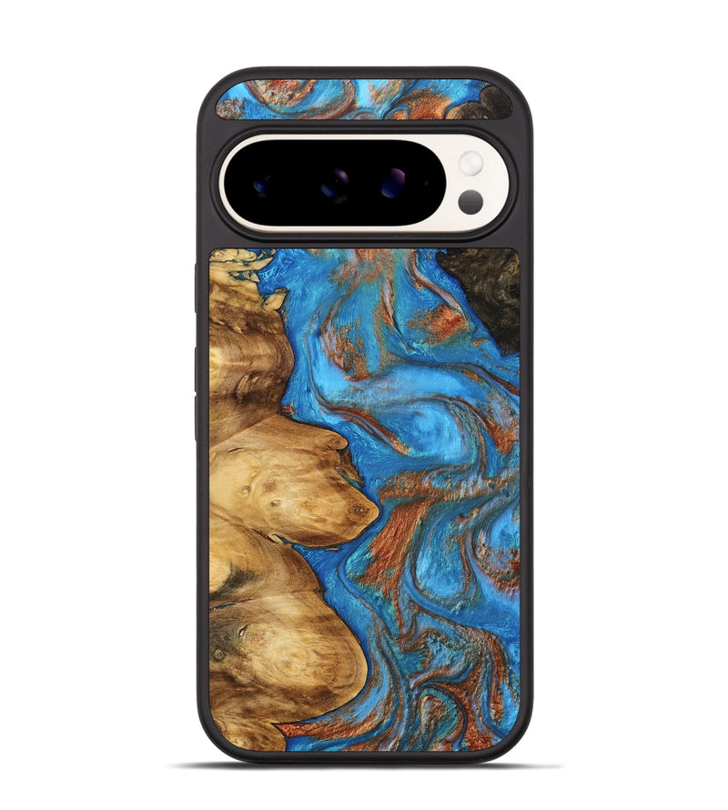 Pixel 9 Pro Wood Phone Case - Leo (Teal & Gold, 751050)