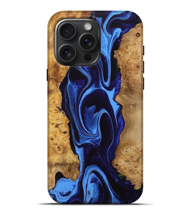 iPhone 16 Pro Max Wood Live Edge Phone Case - Vikki (Blue, 751256)