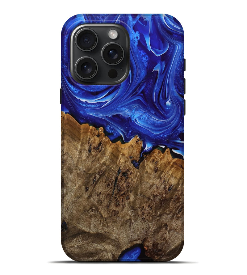 iPhone 16 Pro Max Wood Live Edge Phone Case - Maureen (Blue, 751260)