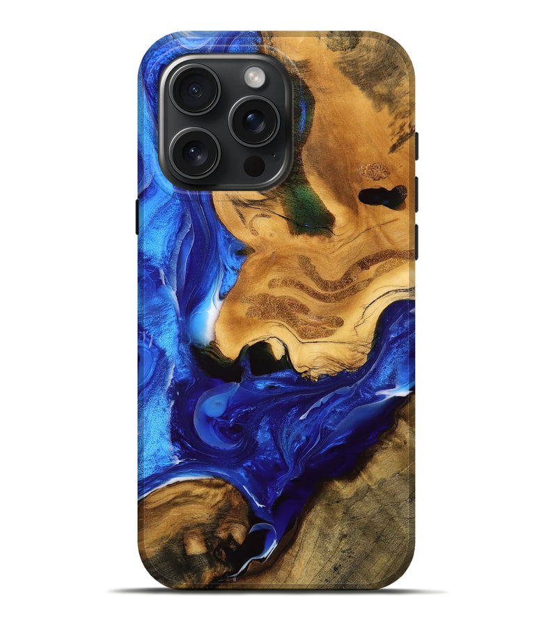 iPhone 16 Pro Max Wood Live Edge Phone Case - Aviana (Blue, 751261)