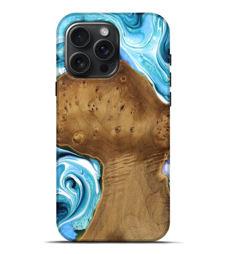 iPhone 16 Pro Max Wood Live Edge Phone Case - Elmira (Blue, 751265)