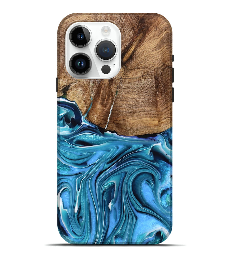 iPhone 15 Pro Max Wood Live Edge Phone Case - Dudley (Blue, 751266)