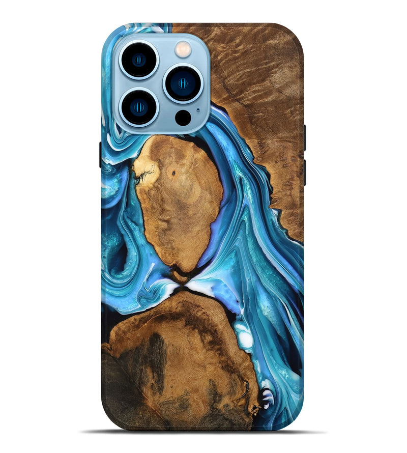 iPhone 14 Pro Max Wood Live Edge Phone Case - Milan (Blue, 751267)