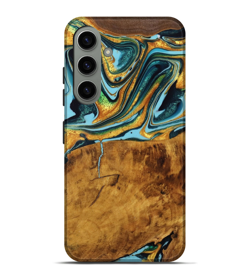 Galaxy S24 Plus Wood Live Edge Phone Case - Marion (Teal & Gold, 751273)