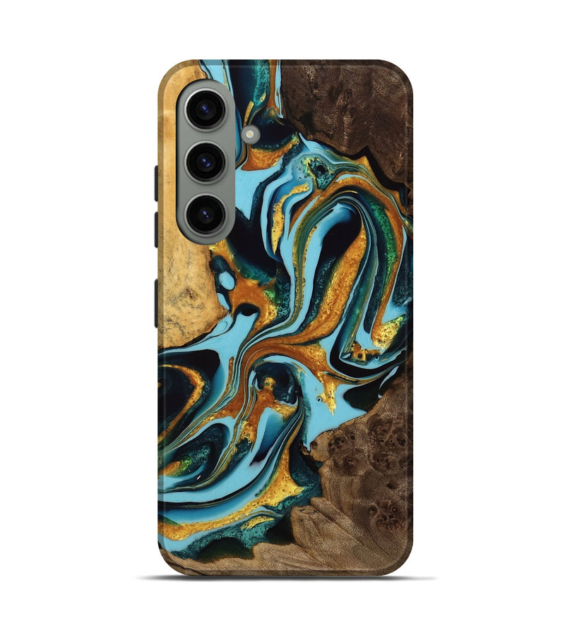 Galaxy S24 Wood Live Edge Phone Case - Landen (Teal & Gold, 751278)