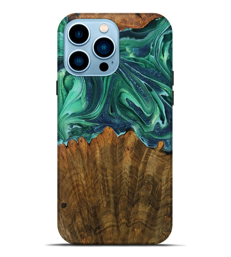 iPhone 14 Pro Max Wood Live Edge Phone Case - Breanna (Green, 751283)