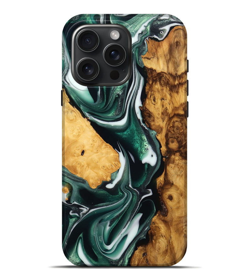 iPhone 16 Pro Max Wood Live Edge Phone Case - Felipe (Green, 751285)