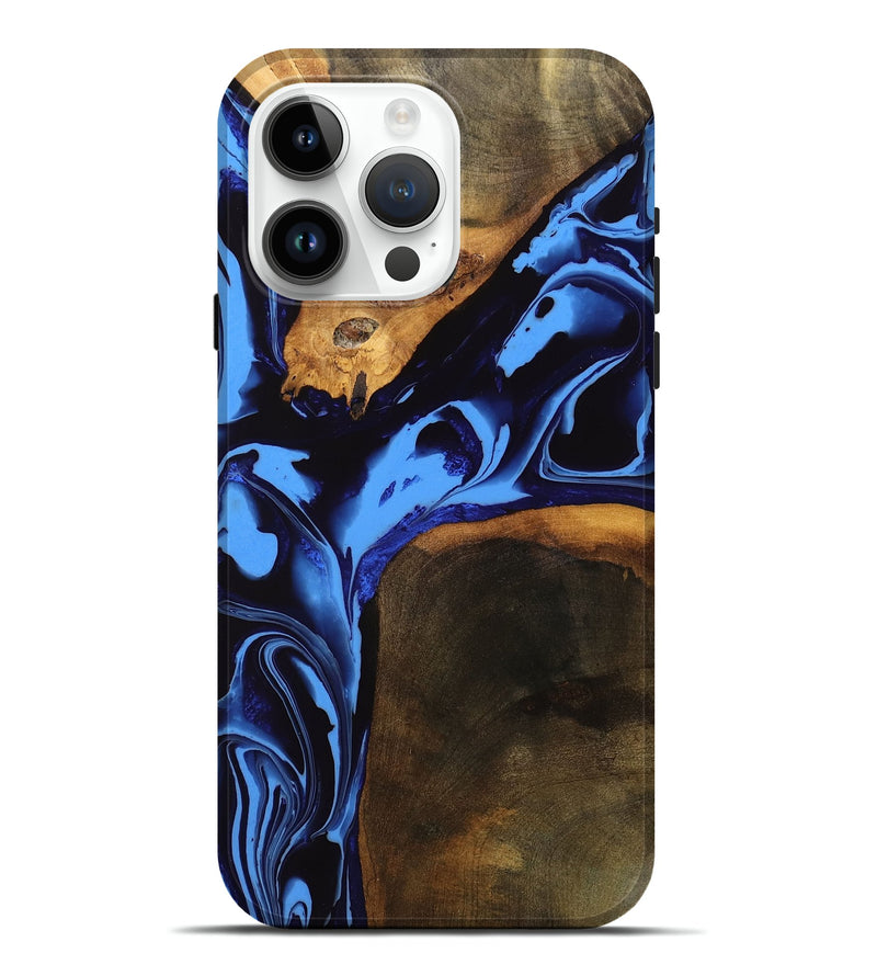iPhone 15 Pro Max Wood Live Edge Phone Case - Kati (Blue, 751294)
