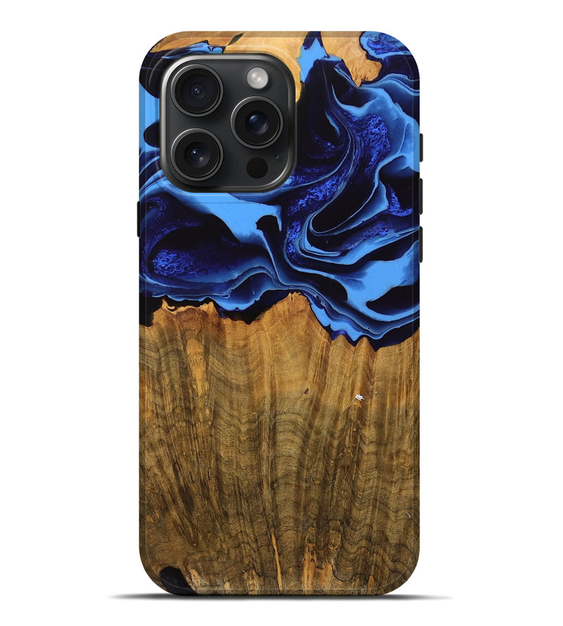 iPhone 16 Pro Max Wood Live Edge Phone Case - Bertie (Blue, 751296)