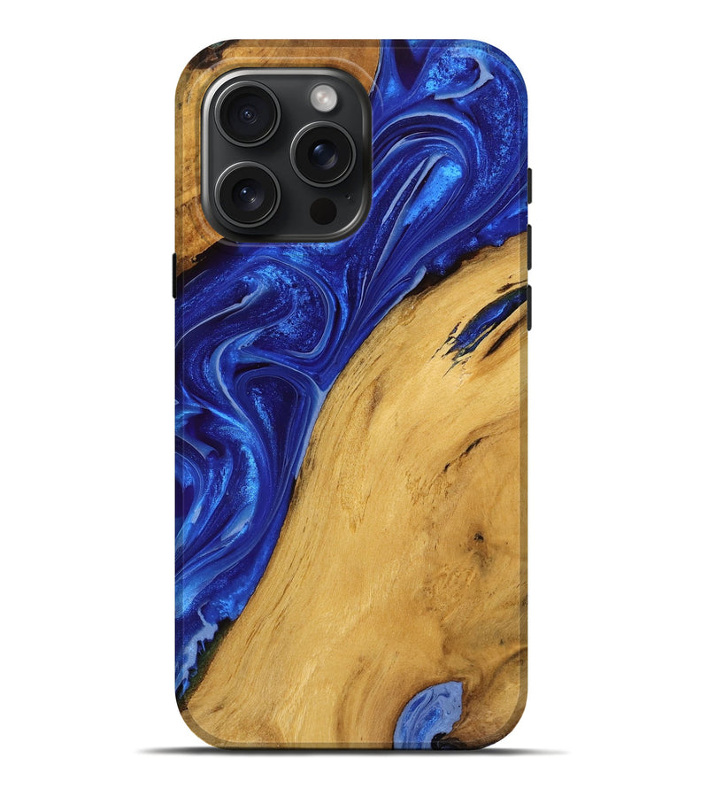 iPhone 16 Pro Max Wood Live Edge Phone Case - Brooke (Blue, 751308)