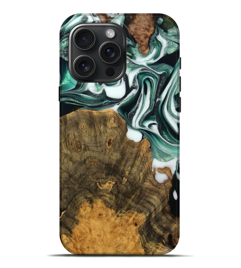 iPhone 16 Pro Max Wood Live Edge Phone Case - Michael (Green, 751313)
