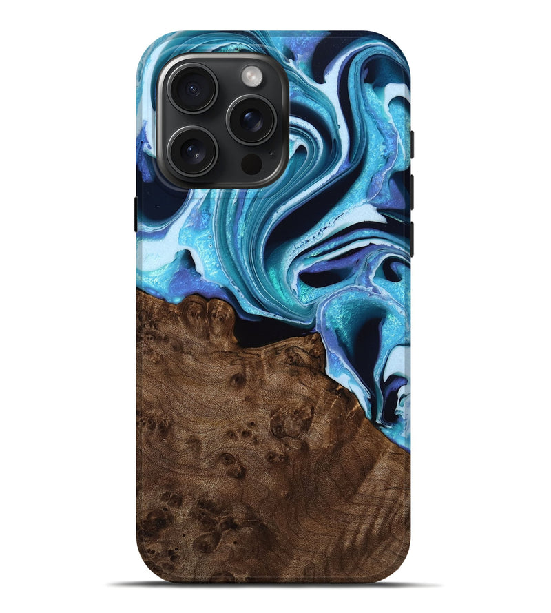 iPhone 16 Pro Max Wood Live Edge Phone Case - Shani (Blue, 751328)
