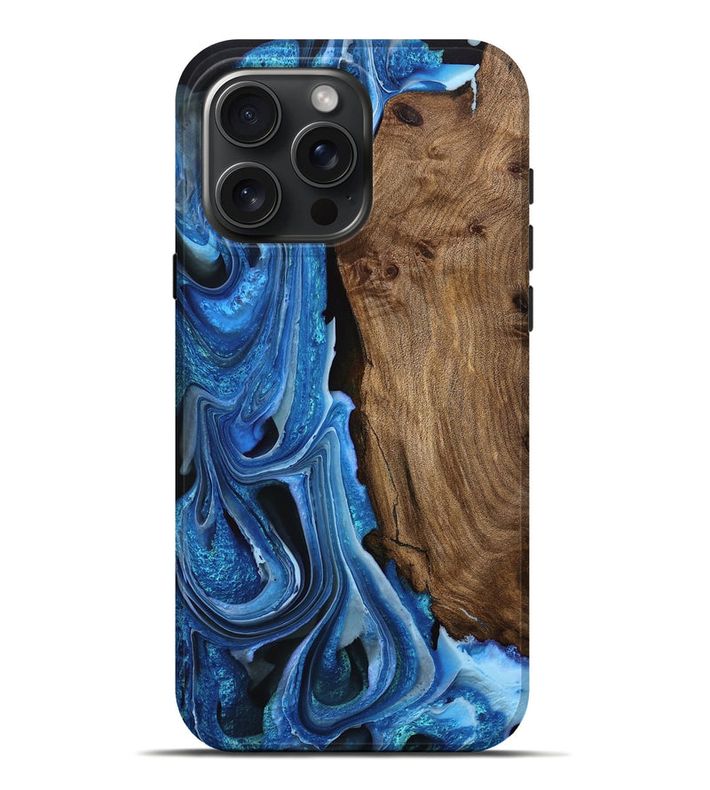 iPhone 16 Pro Max Wood Live Edge Phone Case - Ivory (Blue, 751331)