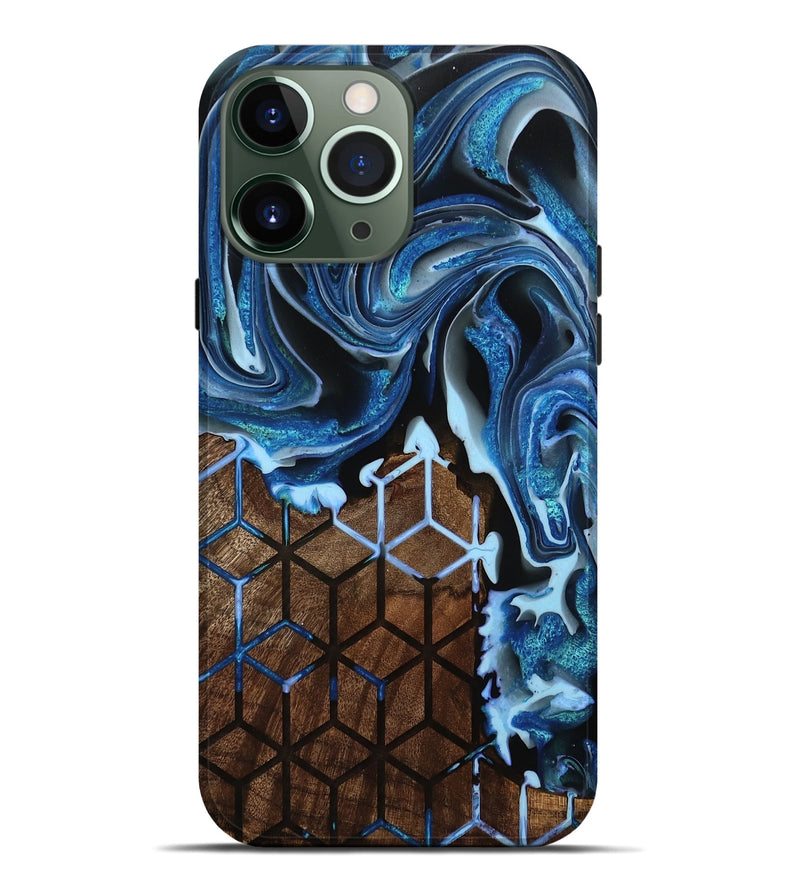 iPhone 13 Pro Max Wood Live Edge Phone Case - Emerald (Pattern, 751332)