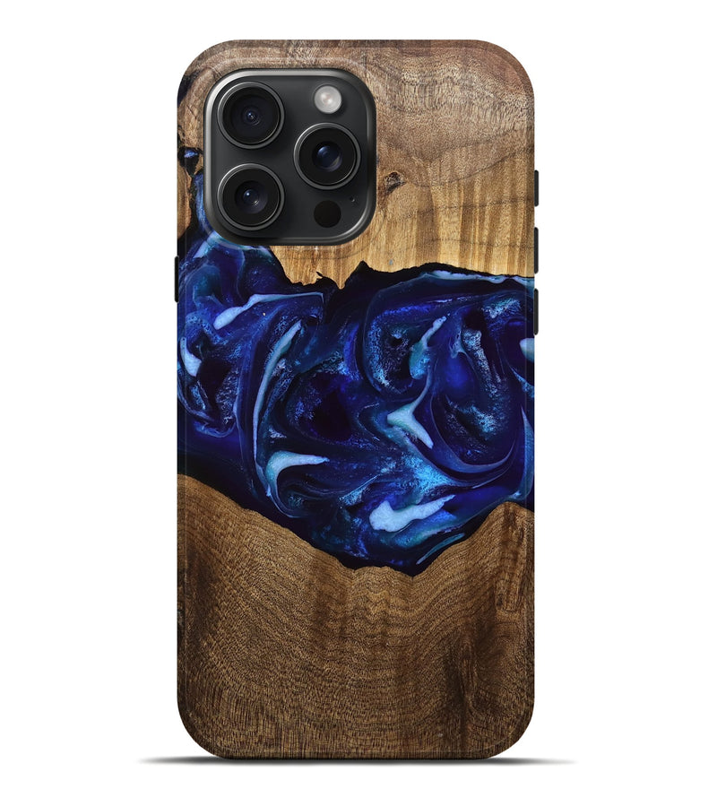 iPhone 16 Pro Max Wood Live Edge Phone Case - Roberto (Blue, 751340)