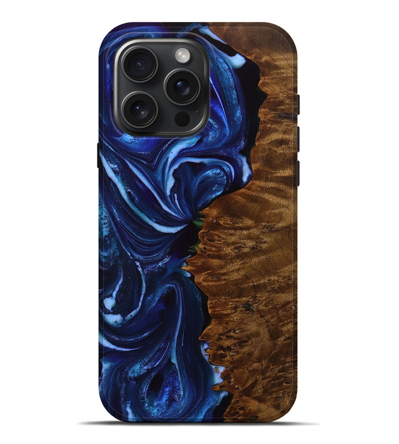 iPhone 16 Pro Max Wood Live Edge Phone Case - Salma (Blue, 751341)