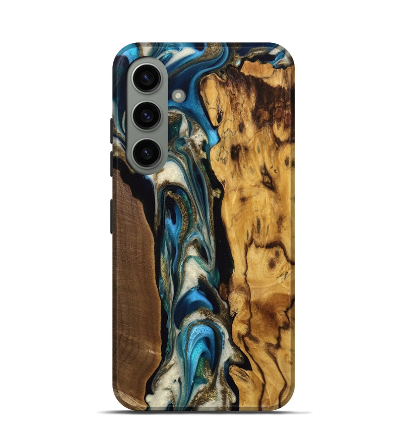 Galaxy S24 Wood Live Edge Phone Case - Bree (Teal & Gold, 751344)