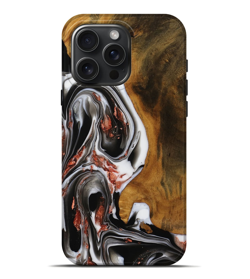 iPhone 16 Pro Max Wood Live Edge Phone Case - Venessa (Black & White, 751667)