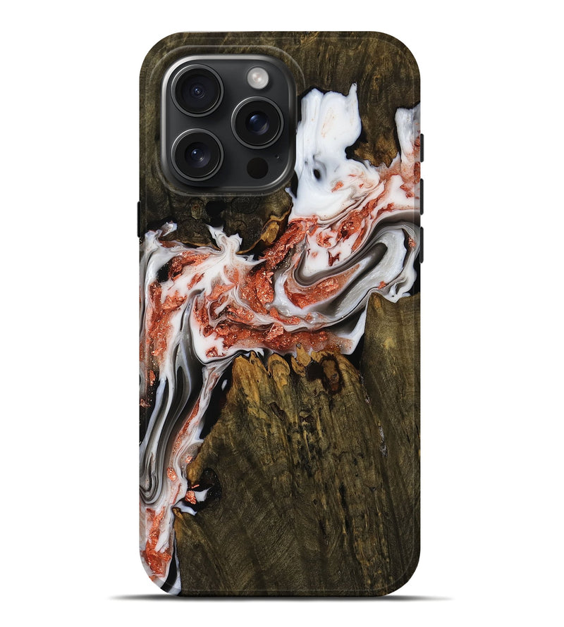 iPhone 16 Pro Max Wood Live Edge Phone Case - Carson (Black & White, 751668)