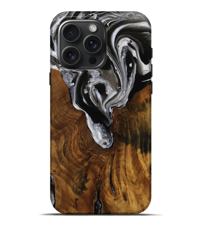iPhone 16 Pro Max Wood Live Edge Phone Case - Casper (Black & White, 751669)
