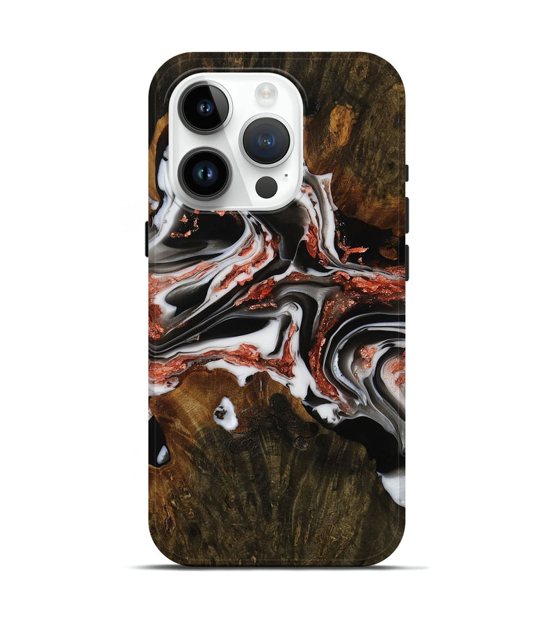 iPhone 15 Pro Wood Live Edge Phone Case - Rayne (Black & White, 751670)