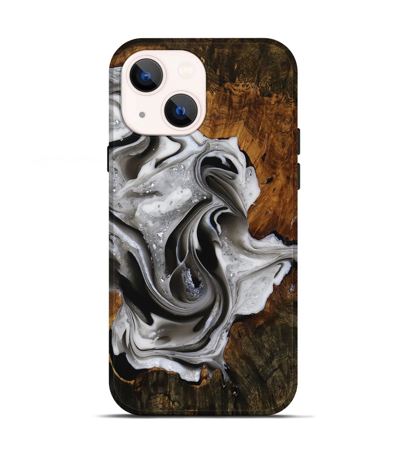 iPhone 13 Wood Live Edge Phone Case - Dortha (Black & White, 751671)